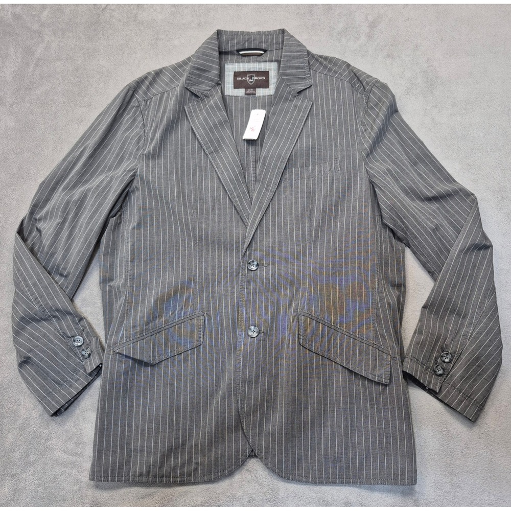 Black Brown 1826 Preppy XL Gray Pinstripe Cotton Blazer Sport Coat 2 Button NWT